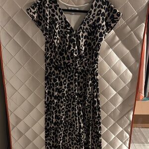 She + Sky Black and Cream Leopard Maxi Dress